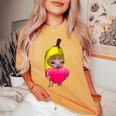 Happy Banana Cat レディースオーバーサイズコンフォートTシャツ Mustard