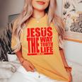 Jesus Is The Way Truth Life クリスチャン 男性 女性 クリスチャン レディースオーバーサイズコンフォートTシャツ Mustard