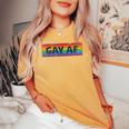 Lgbtq Gay Af Pride Lgbt Ally Rainbow Flag Retrointage レディースオーバーサイズコンフォートTシャツ Mustard