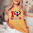 I Love Canada サッカーボール 男の子 女の子 キッズ カナダ国旗 レディースオーバーサイズコンフォートTシャツ Mustard