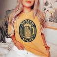 No Beer No Life ヴィンテージ飲料 ビール愛好家向け 左胸 レディースオーバーサイズコンフォートTシャツ Mustard