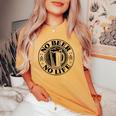 No Beer No Life ヴィンテージ飲酒 ビール愛好家向け 左胸 レディースオーバーサイズコンフォートTシャツ Mustard