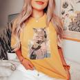 アニメ ワイフ かわいい アニメ 漫画 猫 女の子 甘い レトロ 日本 レディースオーバーサイズコンフォートTシャツ Mustard
