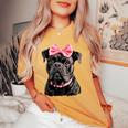 コケット ボウケーン コルソ 犬 ママ ピンクリボン 女の子 レディースオーバーサイズコンフォートTシャツ Mustard