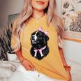 コケット リボン ニューファンドランド 犬 犬 ママ ピンクリボン 女の子 レディースオーバーサイズコンフォートTシャツ Mustard