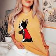 ボストンテリア I Love Mom タトゥーシャツ 面白いボストンテリア レディースオーバーサイズコンフォートTシャツ Mustard
