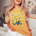ミニオン Banana×4 レディースオーバーサイズコンフォートTシャツ Mustard