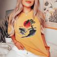 日本の木 赤い月 絵画 日本 夕日 男性 女性 レディースオーバーサイズコンフォートTシャツ Mustard