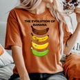 The Evolution Of Banana Novelty Graphic & Cool s レディースオーバーサイズコンフォートTシャツ Yam