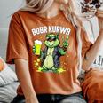 Groovy Polska Piwo Bobr Meme Bóbr Bober Kurwa Yes Pierdole 長袖tシャツ レディースオーバーサイズコンフォートTシャツ Yam