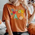 Groovy 父の日 I Love You Papa フラワー ヒッピー レディースオーバーサイズコンフォートTシャツ Yam