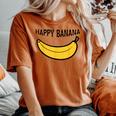 Happy Banana ファニーバナナラブ フルーツバナナ スマイリーフェイス レディースオーバーサイズコンフォートTシャツ Yam
