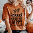 Horses Make Me Happy 楽しい馬愛好家 農家乗馬 レディースオーバーサイズコンフォートTシャツ Yam