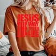 Jesus Is The Way Truth Life クリスチャン 男性 女性 クリスチャン レディースオーバーサイズコンフォートTシャツ Yam
