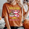 Just A Girl Who Loves Ramen And Axolotl Pink Kawaii Axolotl レディースオーバーサイズコンフォートTシャツ Yam