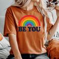 Lgbtq Be You Pocket Gay Pride Lgbt Ally Rainbow Flagintage レディースオーバーサイズコンフォートTシャツ Yam