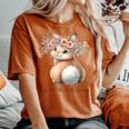 Life Is Better With Bunnies 水彩 ウサギ 花柄 ウサギ レディースオーバーサイズコンフォートTシャツ Yam