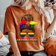 Messy Bun Proud Ally Pride Flag Love Lgbt レインボー サングラス レディースオーバーサイズコンフォートTシャツ Yam