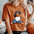 Teckel ロックミュージック 男性 子供 女性 ソーセージ 犬 ダックスフンド レディースオーバーサイズコンフォートTシャツ Yam
