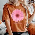 ガーベラ デイジー 花 レディースオーバーサイズコンフォートTシャツ Yam