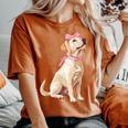 コケットボウ ラブラドールレトリバー 犬 ラボ ママ ピンクリボン 女の子 レディースオーバーサイズコンフォートTシャツ Yam