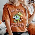 レトロ グルービー Be Kind To Your Planet Earth Day 70年代 80年代 4月 レディースオーバーサイズコンフォートTシャツ Yam
