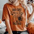 初めての父の日 Together Beer First Time Dad レディースオーバーサイズコンフォートTシャツ Yam