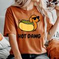 面白い犬 ホットドッグ 食通 駄洒落ギフト 男性 女性 キッズ 男の子 女の子 レディースオーバーサイズコンフォートTシャツ Yam