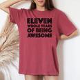 11歳の誕生日シャツギフト年齢11歳男の子女の子 レディースオーバーサイズコンフォートTシャツ Crimson