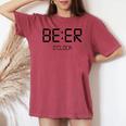 Beer O'clock ビールタイム 面白いギフト ビール愛好家 レディースオーバーサイズコンフォートTシャツ Crimson