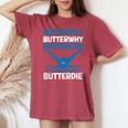Butterfly Butterwhyバタフライバタフライファニー水泳チーム 長袖tシャツ レディースオーバーサイズコンフォートTシャツ Crimson