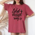 Christian The Lord Myong Mytrength レディースオーバーサイズコンフォートTシャツ Crimson