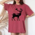 Deer Dad Mom Lover モノクロ 鹿 レディースオーバーサイズコンフォートTシャツ Crimson