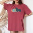 Dog Mom & Dad シルエット ヴィンテージ シェルティ シェットランド シープドッグ レディースオーバーサイズコンフォートTシャツ Crimson