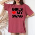 Girls Love Mywagaying Girls Love Mywagの引用 レディースオーバーサイズコンフォートTシャツ Crimson