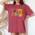 Groovy 父の日 I Love You Papa フラワー ヒッピー レディースオーバーサイズコンフォートTシャツ Crimson