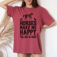Horses Make Me Happy 楽しい馬愛好家 農家乗馬 レディースオーバーサイズコンフォートTシャツ Crimson