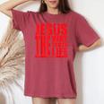 Jesus Is The Way Truth Life クリスチャン 男性 女性 クリスチャン レディースオーバーサイズコンフォートTシャツ Crimson