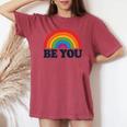 Lgbtq Be You Pocket Gay Pride Lgbt Ally Rainbow Flagintage レディースオーバーサイズコンフォートTシャツ Crimson