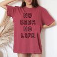 No Beer No Life ノービアーノーライフ ビール おもしろ かわいい レディースオーバーサイズコンフォートTシャツ Crimson