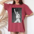 Queen Live Aid フレディ・マーキュリー・ウェンブリー・スタジアム 1985 レディースオーバーサイズコンフォートTシャツ Crimson