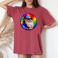 Santaclaus Rainbow 長袖tシャツ レディースオーバーサイズコンフォートTシャツ Crimson