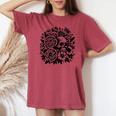 Skull Flower Rad Rock N Roll Graphic Retro レディースオーバーサイズコンフォートTシャツ Crimson