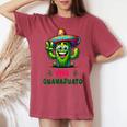 Viva Guanajuato Mexico Cactus ビバ・グアナファト・メキシコ サボテン・ソンブレロ レディースオーバーサイズコンフォートTシャツ Crimson