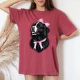 コケット リボン ニューファンドランド 犬 犬 ママ ピンクリボン 女の子 レディースオーバーサイズコンフォートTシャツ Crimson
