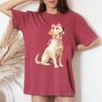 コケットボウ ラブラドールレトリバー 犬 ラボ ママ ピンクリボン 女の子 レディースオーバーサイズコンフォートTシャツ Crimson