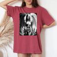 ピンナップガールtシャツ セクシーな天使の悪魔の女の子 B&W バックプリント レディースオーバーサイズコンフォートTシャツ Crimson