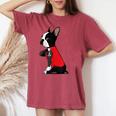 ボストンテリア I Love Mom タトゥーシャツ 面白いボストンテリア レディースオーバーサイズコンフォートTシャツ Crimson
