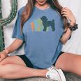Dog Mom & Dad シルエット ヴィンテージトイプードル レディースオーバーサイズコンフォートTシャツ Blue Jean