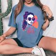 Girl Boss ポップアート セルフエンパワーメント レトロ 1950年代 レディースオーバーサイズコンフォートTシャツ Blue Jean
